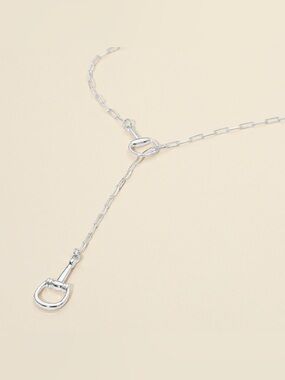 Horsebit Link Sliding Accent Paperclip Chain Necklace